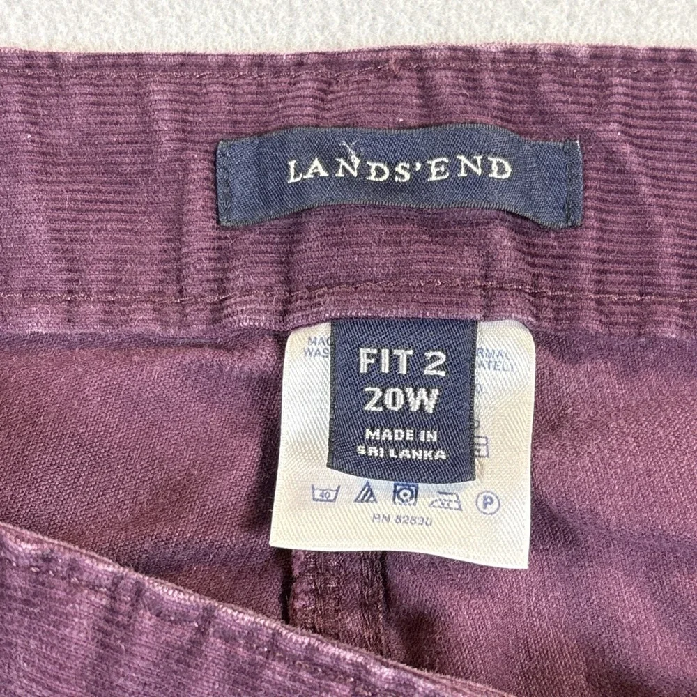 Lands End Wine Corduroy‎ Straight Leg Pants Womens Fit 2 Size 20W